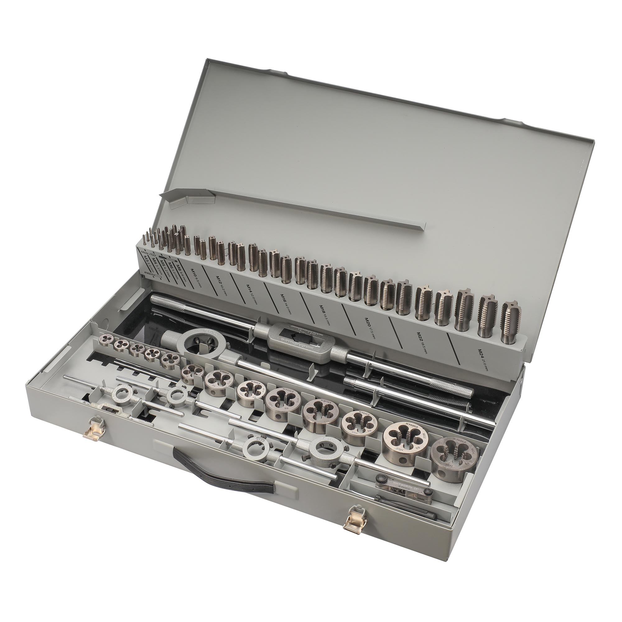 Набор метчиков и плашек H-Tools M3 -M24 HSS-G 64пр 08331050