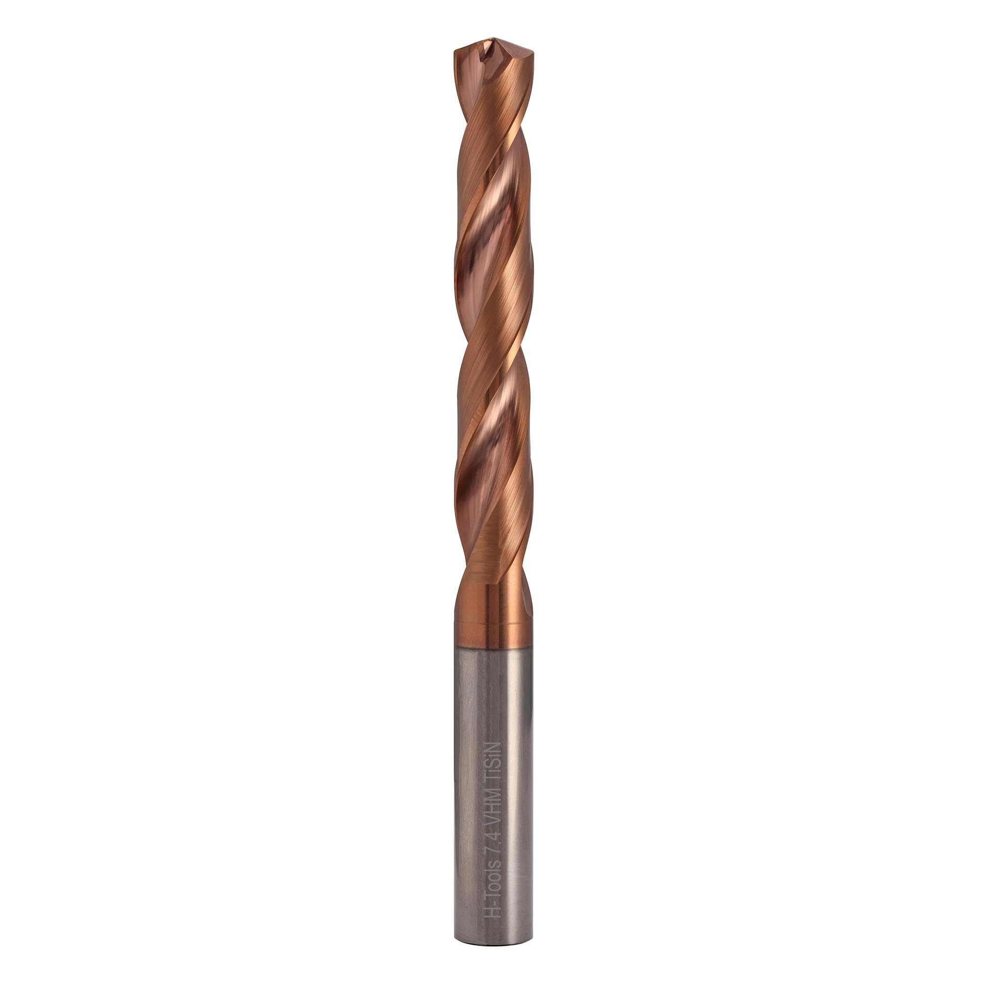 Сверло твердосплавное по металлу H-Tools 7,4x35/60мм VHM TiSiN h8 140° 8140-1074