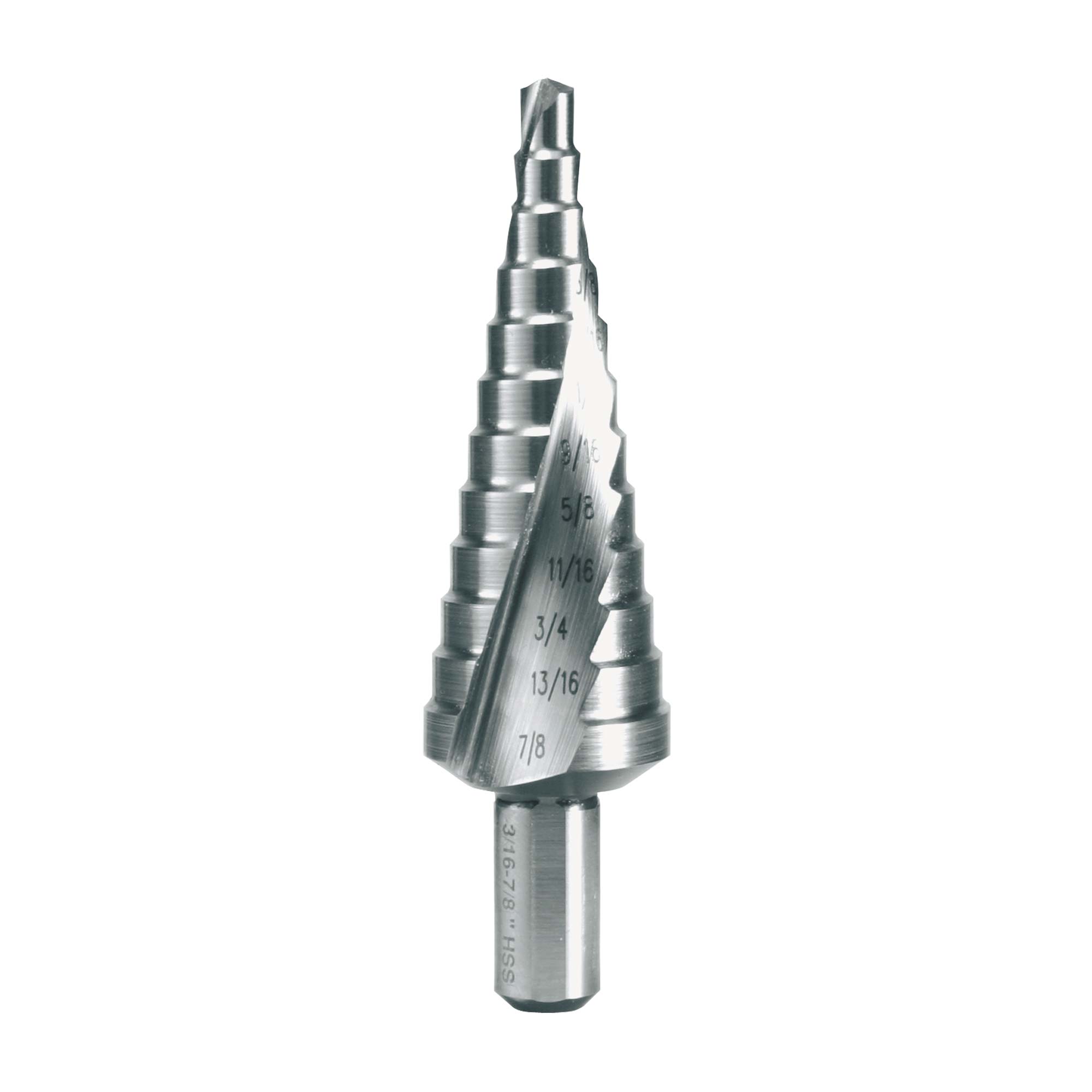 Сверло ступенчатое дюймовое Ruko 3/16-7/8" HSS-G 12ступ. d=3/8" 101704