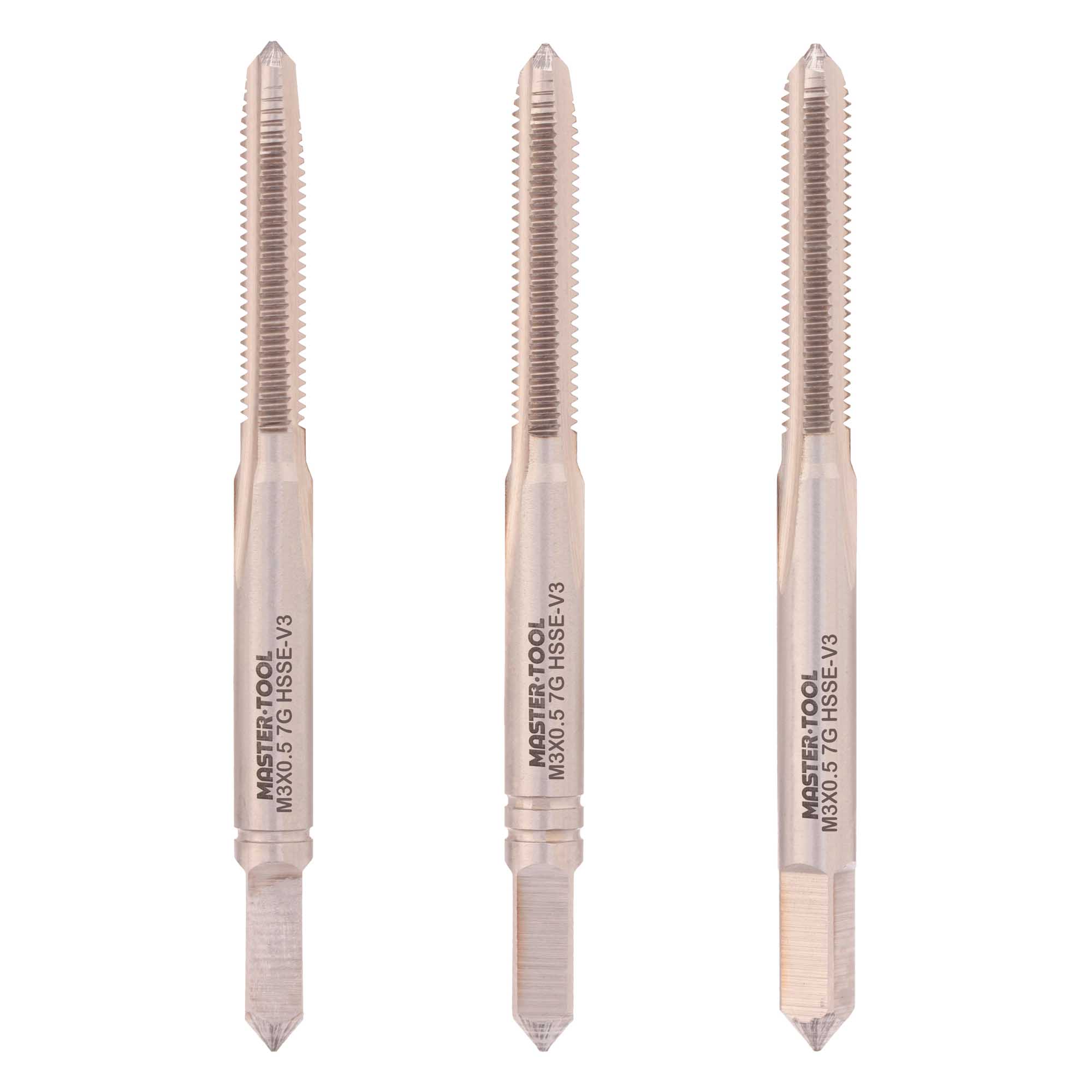 Набор метчиков 3шт Master-tool М3х0,5 HSSEV3 DIN352 7g 315130HT